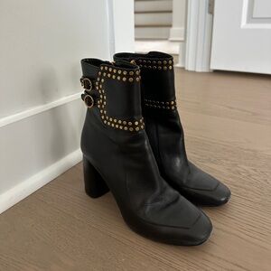 Tory Burch Black Studded Ankle Boots